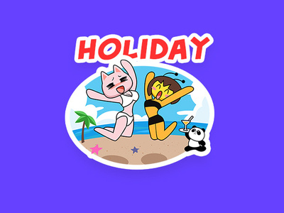 Cat/Bee's Holiday bee cartoon cat character emoji fun holiday illustration sticker