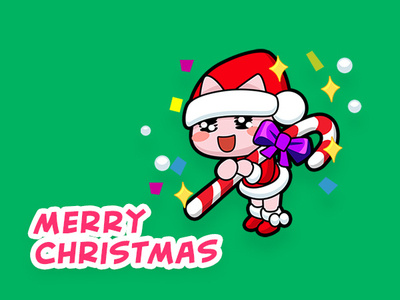 Cat - Merry Christmas cartoon cat character emoji fun illustration merry christmas sticker