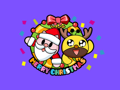 Panda & Bee Merry Christmas! bee cartoon character emoji fun illustration merry christmas panda sticker