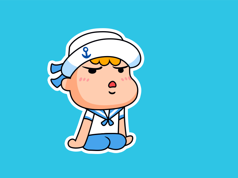 Sailor said "NO" cartoon character emoji fun illustration refuse reject sailor sticker