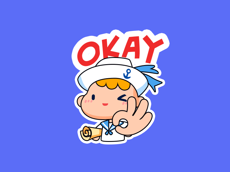Little Sailor say "OKAY" ! cartoon character emoji fun illustration sailor sticker