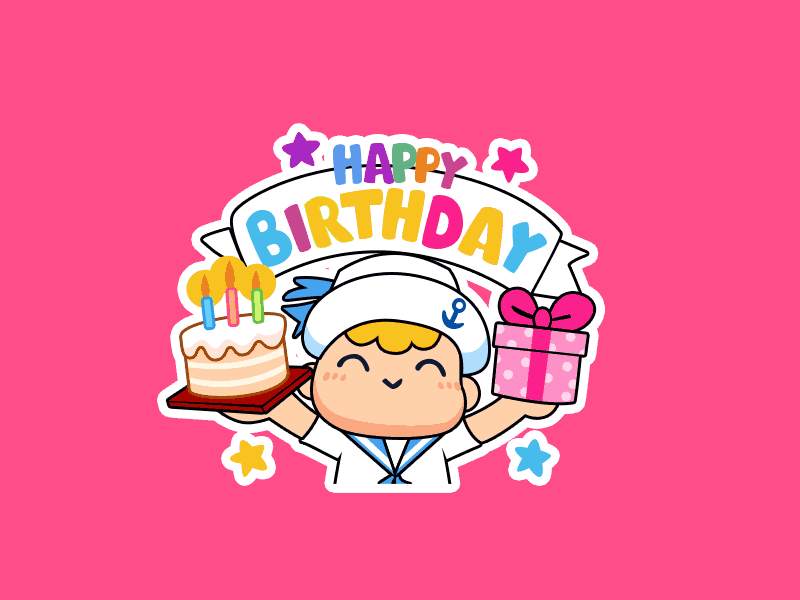 Sailor White Happy Birthday Animation002 birthday cartoon character emoji fun happy illustration sailor sticker