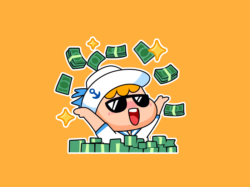 "I'm Rich" cartoon character emoji fun illustration pirate rich sticker