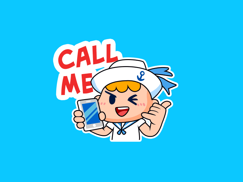 "Call me pls" cartoon character emoji fun illustration pirate sailor sticker