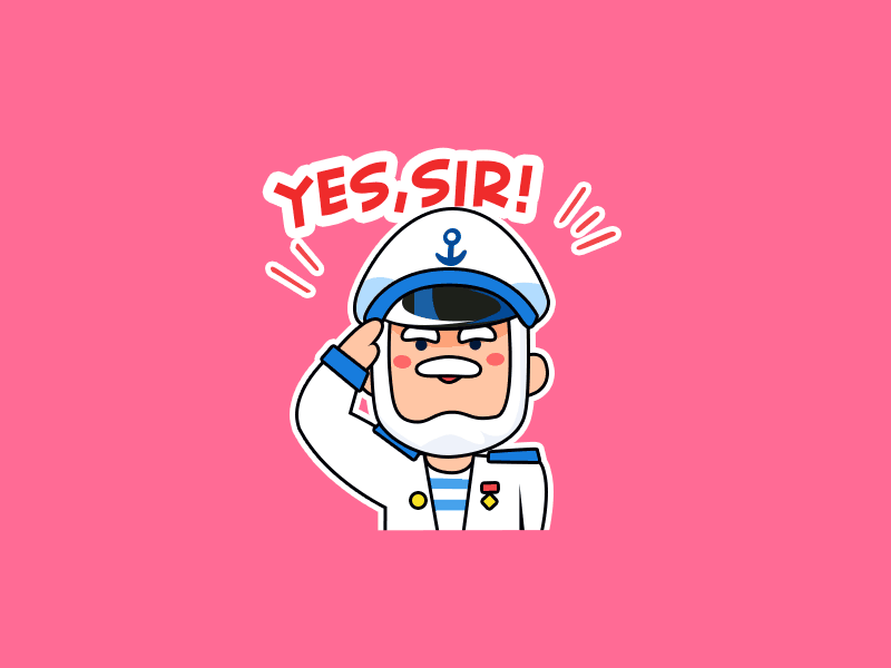 Sailor Captain Salute captain cartoon character emoji fun illustration sticker