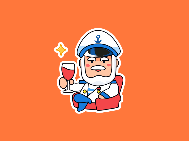Sailor Captain Cheer wine captain cartoon character emoji fun illustration pirate sticker wine