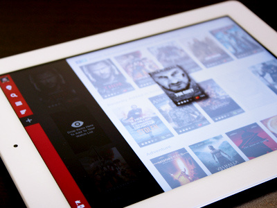 Rethinking Netflix - Watchlists app apple art brand branding clean concept disvery film flat grenier grid interface ipad ipad app joel layout media menu movie nav netflix red sidebar ui user experience user interface ux video youilabs