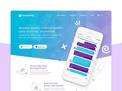 Snapclarity Homepage Concept app chat app design homepage mentalhealth mobile site ui website