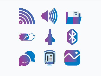 Icon Set app application battery bluetooth call chat design folder gallery icon icons logo message mobile mobile ui payphone phone signal symbol volume