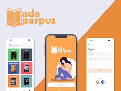 Ada Perpus App app branding design illustration library mobile ui vector