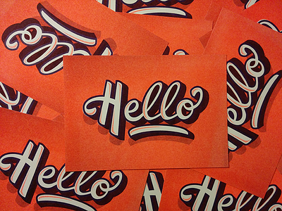 Hello Card illustration letter lettering riso type typography vecto