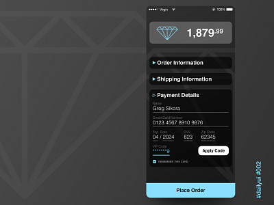 DailyUI #002 002 app checkout creditcard dailyui dailyuichallenge design graphic jewelry mobile ui userexperience userinterface ux