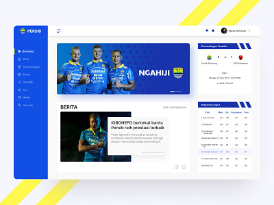 Persib Official Web Redesign blue design flat football match redesign sports ui uiuxdesign ux web website