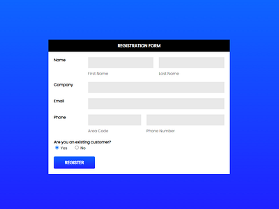 Registration form ui in html css app design full stack developer ui developer ux ux developer web design web developer web development website design