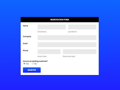 Registration form ui in html css