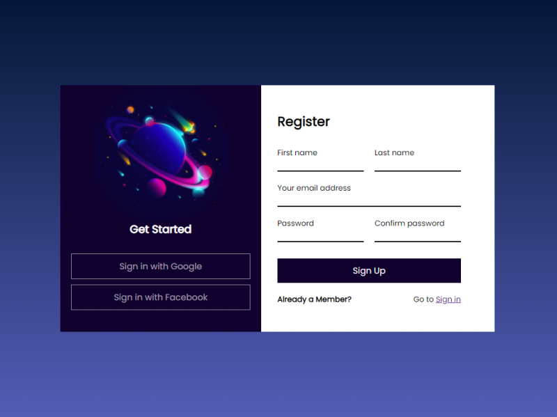 Registration form ui in html css by Amar Dahake on Dribbble