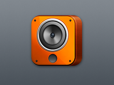 Groove app icon v1 app icon ios ipad orange speaker wood