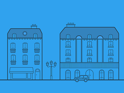 Portfolio Project Header - Paris Street haussmann header illustration outline paris portfolio sketch street web