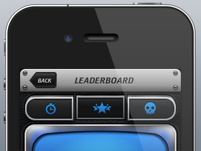 iOS Game Leaderboard app buttons game ios iphone leaderboard leather metal screen screws ui