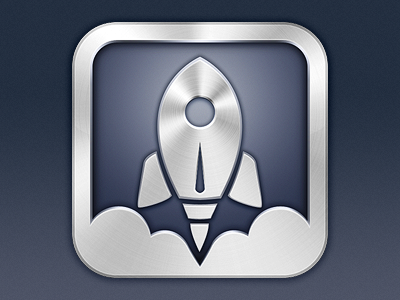 Launch Center Pro app icon app app icon clouds icon ios iphone metallic rocket