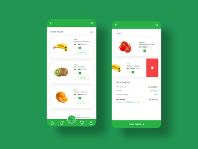 Grocery Cart Mobile App Design app branding cart design grocery list ui ux