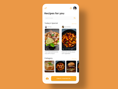 Recipe App adobexd app design mobile recipe app ui ux