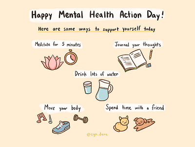 Mental Health Actions drawing illustration