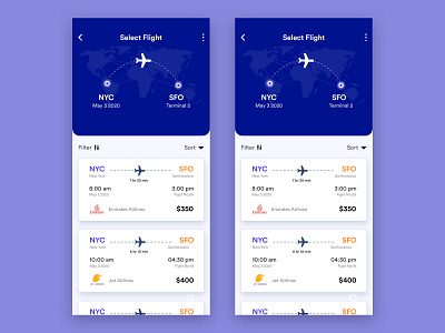 Flight Selecting Page UI Design app appdesign design interaction ui uidesign ux uxdesign