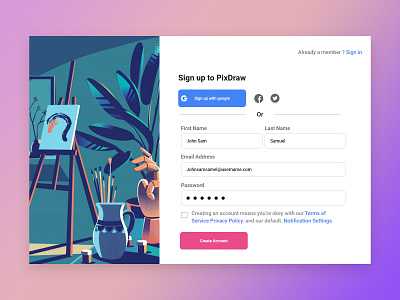 Daily UI  Challenge Sign Up Page #uidesign