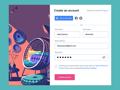 Signup page design UI Design #CreateWithAdobeXD