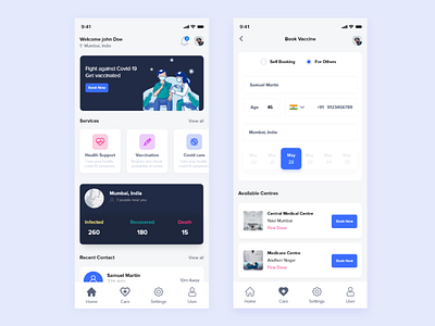 Covid 19 Vaccine App UI Design
