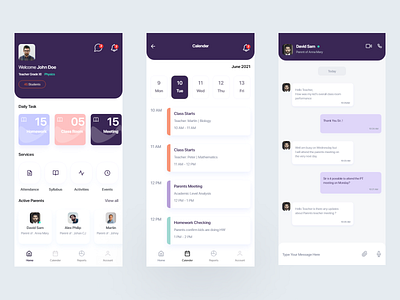 Teacher's Daily Task Management App adobe xd app appdesign design interaction design interface design task management app ui uidesign ux uxdesign