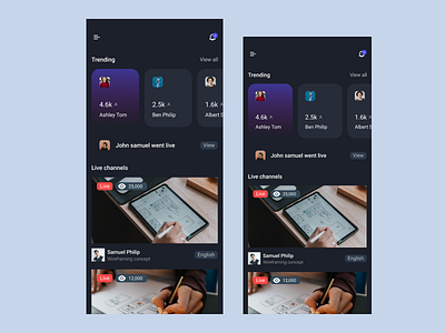 Live Streaming App Design app appdesign design ui uidesign ux uxdesign
