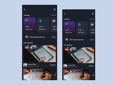 Live Streaming App Design