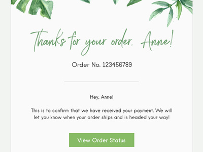 Eco-friendly Store Order Receipt Template beauty ecofriendly email email marketing email receipt email template nature order plants