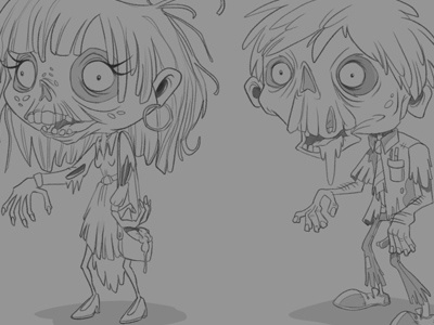 Zombie Couple Drib concept work sketch zombie