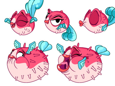 Blowfish Dribb blowfish chartacter design tiny monsters vector
