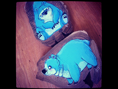 Bears Dribble acrylic art show fillers bears cartoons stump paintings