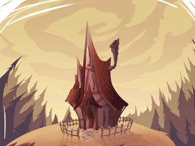 witch house background digital painting witch house