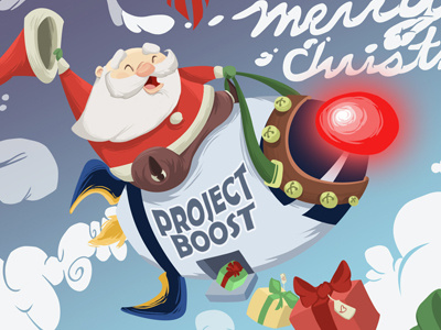 project boost santa card character design christmas card project boost santa