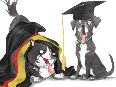 Grad Dribb character design dogs grad graduation puppies