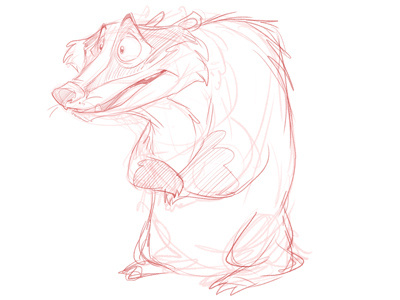 Badger2 Dribb badger character design sketch