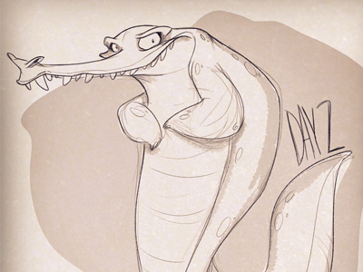 Dribb Day2 alligator character design doodle sketch a day