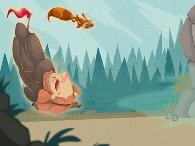 Ae Dribbb2 adventure character design digital digital illustration flying forest background medieval messenger painting squirrel