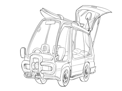 Manny Sketch Dribb car character design van vanlife