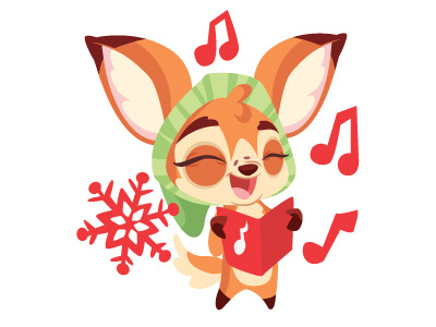 Singingdeerdribbb carols character design christmas deer vector