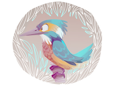 Kingfisher Color Dribb bird character design digital paint kingfisher sketch