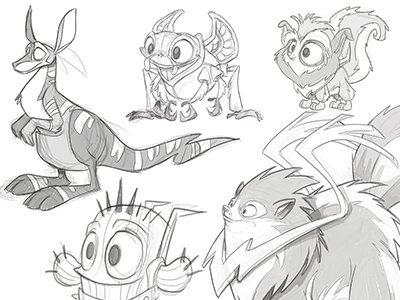 Monsters Sketchs Dribb character design for game monsters