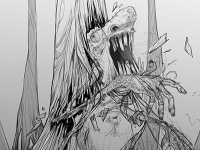 Monster Emerge Dribb character design creepy monster