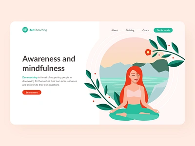 Zen coaching illustration landing page landingpage meditation ux vector vector art vector illustration vectorart web website yoga zen